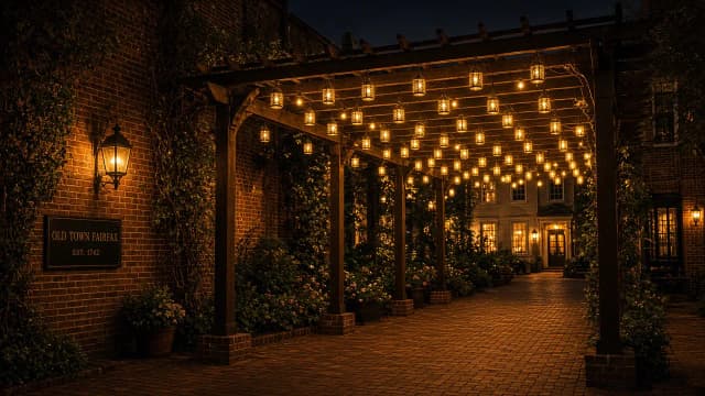 Diwali light installation in Fairfax, VA by Light DMV — pergola lantern canopy