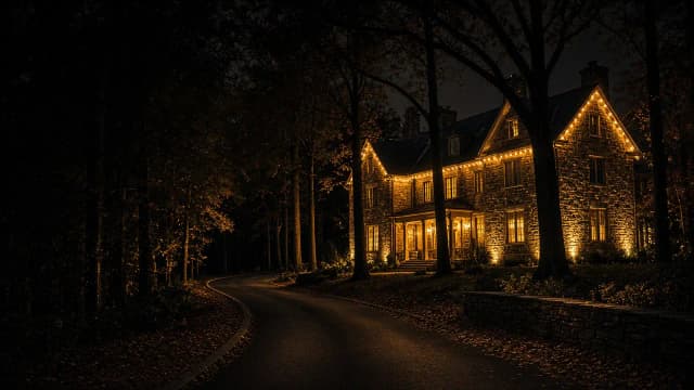 Diwali light installation in Great Falls, VA by Light DMV — neighborhood street at night