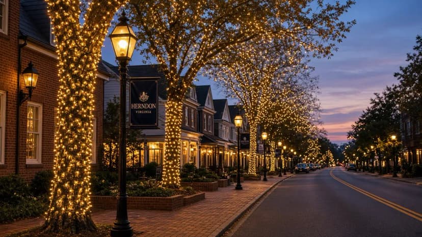 Diwali light installation in Herndon, VA by Light DMV — driveway approach at dusk