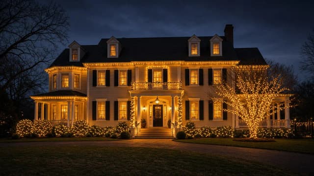 Diwali light installation in Herndon, VA by Light DMV — full-home Festival of Lights install