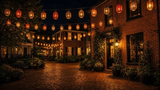 Diwali light installation in Leesburg, VA by Light DMV — backyard patio lantern glow