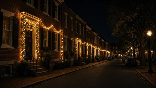 Diwali light installation in Leesburg, VA by Light DMV — neighborhood street at night