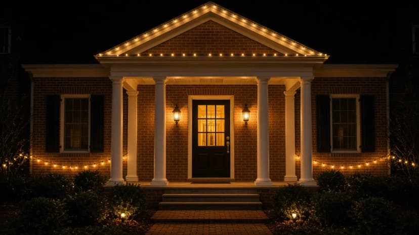 Diwali light installation in McLean, VA by Light DMV — front entry hanging lanterns