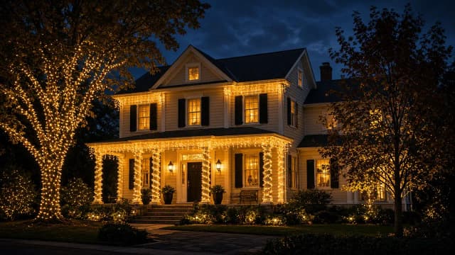 Diwali light installation in Vienna, VA by Light DMV — full-home Festival of Lights install