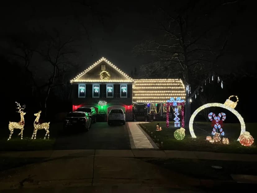 Christmas light installation in the DMV by Light DMV — roofline lighting with yard holiday accents
