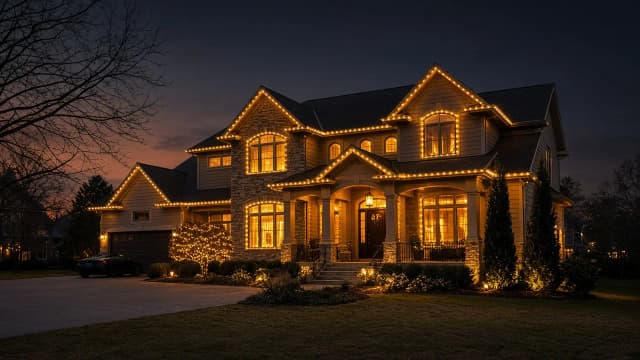 Diwali light installation in South Riding, VA by Light DMV — full-home Festival of Lights install