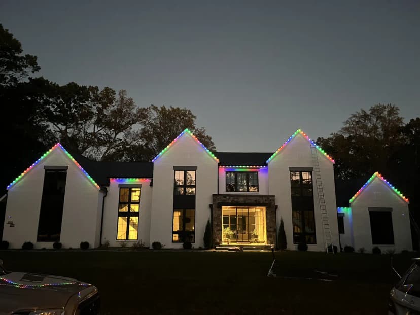 Permanent LED architectural lighting installation by Light DMV — year-round programmable system