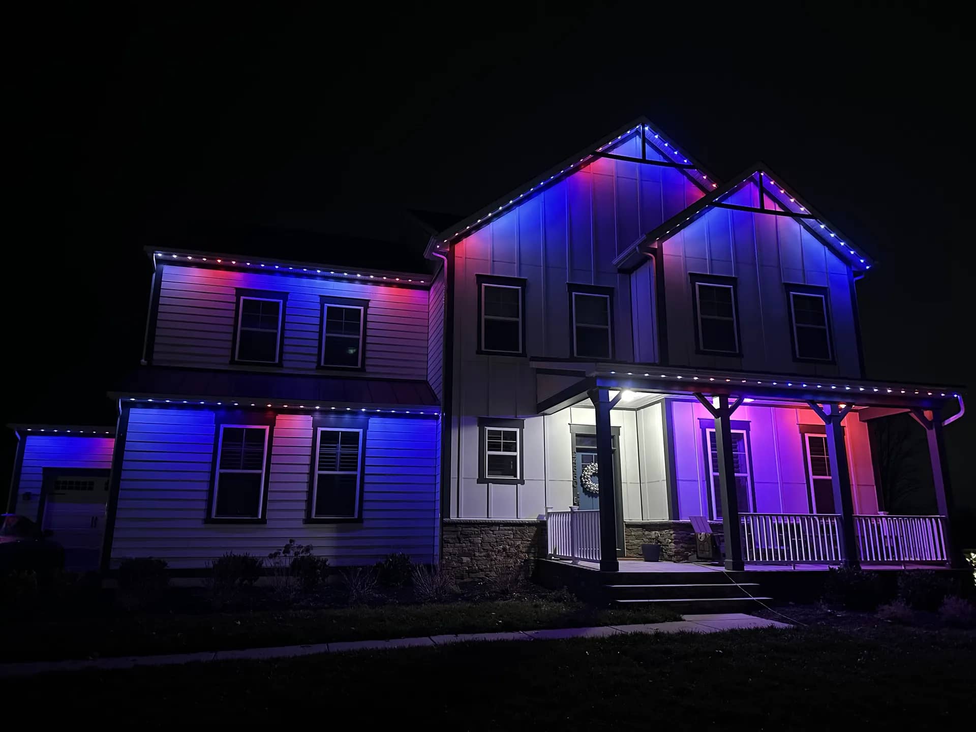 Permanent LED architectural lighting installation by Light DMV — year-round programmable system