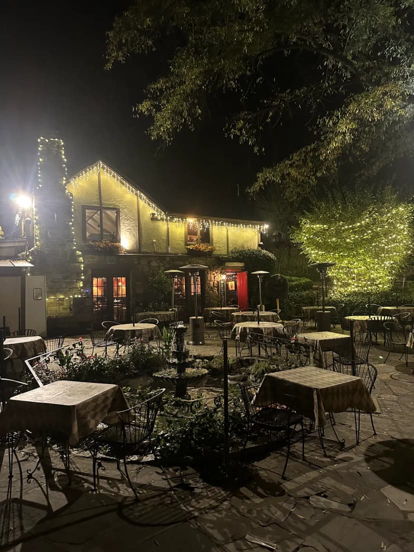 Commercial Christmas light installation at Old Angler's Inn restaurant in Potomac, Maryland by Light DMV