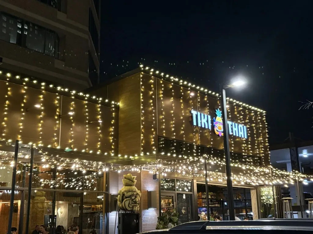 Christmas light installation in the DMV — tree wraps and warm white roofline